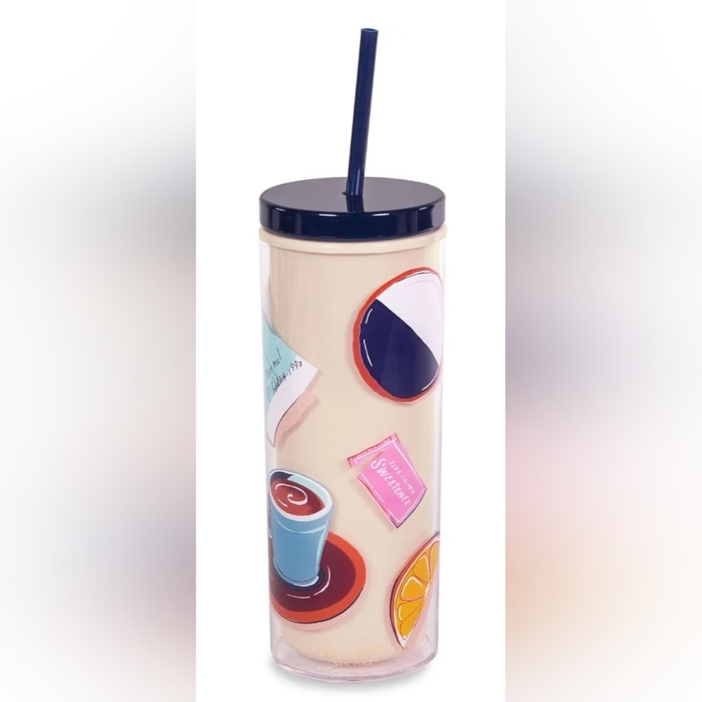 #2070 Kate Spade New Acrylic Tumbler with Lid and Straw, 24 oz Adventure S… - Picture 1 of 4